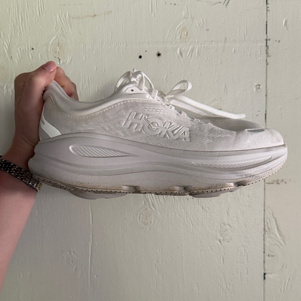 Hoka Women's All-White Cushioned Running Shoe Bondi 9